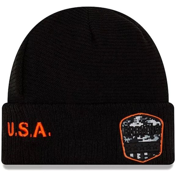 100% New Era 2019 BLACK ALT Cleveland Browns Salute To Service Knit Hat NFL cap